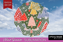 Retro Christmas Wind Spinner Sublimation PNG - Vintage Round Product Image 1