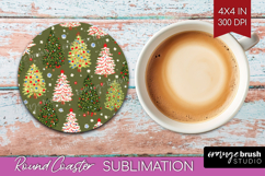 Retro Christmas Round Coaster - Vintage Aesthetic Coaster Product Image 1