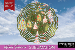 Retro Christmas Wind Spinner Sublimation PNG - Vintage Round Product Image 1