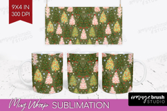 Retro Christmas Mug Wrap - Vintage Aesthetic Mug PNG Product Image 1