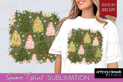 Retro Christmas Square Tshirt Background - Vintage Aesthetic Product Image 1