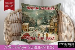 Retro Christmas Pillow Sublimation - Xmas Pillow Cover PNG Product Image 1