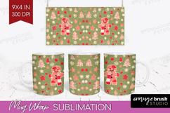Retro Christmas Mug Wrap - Vintage Aesthetic Mug PNG Product Image 1