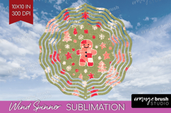 Retro Christmas Wind Spinner Sublimation PNG - Vintage Round Product Image 1