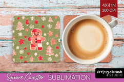 Retro Christmas Square Coaster - Vintage Aesthetic Coaster Product Image 1