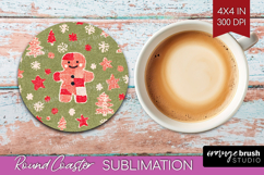 Retro Christmas Round Coaster - Vintage Aesthetic Coaster Product Image 1