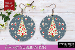 Retro Christmas Round Earrings - Vintage Aesthetic PNG Product Image 1