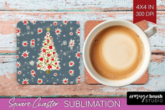 Retro Christmas Square Coaster - Vintage Aesthetic Coaster Product Image 1