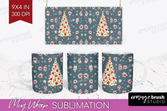 Retro Christmas Mug Wrap - Vintage Aesthetic Mug PNG Product Image 1