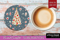 Retro Christmas Round Coaster - Vintage Aesthetic Coaster Product Image 1