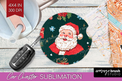 Retro Christmas Car Coaster - Vintage Aesthetic Coaster PNG Product Image 1