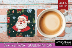 Retro Christmas Square Coaster - Vintage Aesthetic Coaster Product Image 1