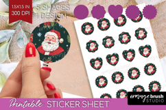 Retro Christmas Round Sticker - Vintage Aesthetic Printable Product Image 1