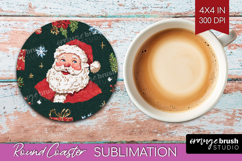Retro Christmas Round Coaster - Vintage Aesthetic Coaster Product Image 1