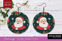 Retro Christmas Round Earrings - Vintage Aesthetic PNG Product Image 1