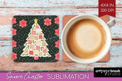 Retro Christmas Square Coaster - Vintage Aesthetic Coaster Product Image 1