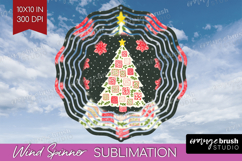 Retro Christmas Wind Spinner Sublimation PNG - Vintage Round Product Image 1