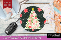 Retro Christmas Car Coaster - Vintage Aesthetic Coaster PNG Product Image 1