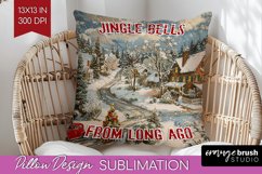 Retro Christmas Pillow Sublimation - Xmas Pillow Cover PNG Product Image 1