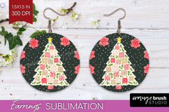 Retro Christmas Round Earrings - Vintage Aesthetic PNG Product Image 1