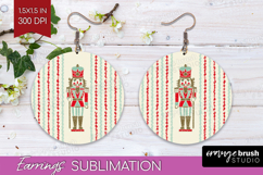 Retro Christmas Round Earrings - Vintage Aesthetic PNG Product Image 1