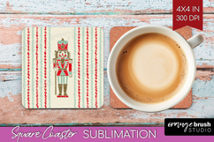 Retro Christmas Square Coaster - Vintage Aesthetic Coaster Product Image 1