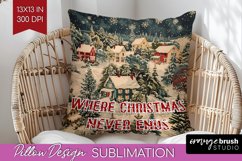 Retro Christmas Pillow Sublimation - Xmas Pillow Cover PNG Product Image 1