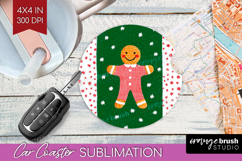 Retro Christmas Car Coaster - Vintage Aesthetic Coaster PNG Product Image 1