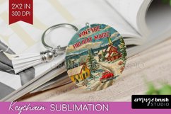 Retro Christmas Keychain PNG - Xmas Keychain Sublimation Product Image 1