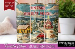Retro Christmas Tumbler Wrap - Xmas Tumbler Sublimation Product Image 1