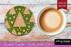 Retro Christmas Round Coaster - Vintage Aesthetic Coaster Product Image 1