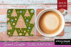 Retro Christmas Square Coaster - Vintage Aesthetic Coaster Product Image 1