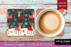 Retro Christmas Square Coaster - Vintage Aesthetic Coaster Product Image 1