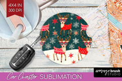 Retro Christmas Car Coaster - Vintage Aesthetic Coaster PNG Product Image 1