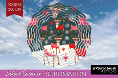 Retro Christmas Wind Spinner Sublimation PNG - Vintage Round Product Image 1