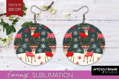 Retro Christmas Round Earrings - Vintage Aesthetic PNG Product Image 1