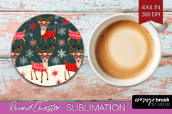 Retro Christmas Round Coaster - Vintage Aesthetic Coaster Product Image 1