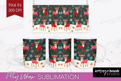 Retro Christmas Mug Wrap - Vintage Aesthetic Mug PNG Product Image 1