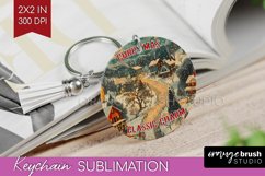 Retro Christmas Keychain PNG - Xmas Keychain Sublimation Product Image 1