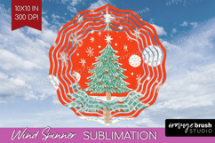 Retro Christmas Wind Spinner Sublimation PNG - Vintage Round Product Image 1