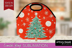 Retro Christmas Lunch Bag - Vintage Aesthetic Lunch Bug PNG Product Image 1