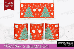 Retro Christmas Mug Wrap - Vintage Aesthetic Mug PNG Product Image 1