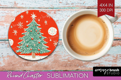 Retro Christmas Round Coaster - Vintage Aesthetic Coaster Product Image 1