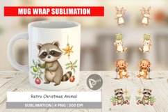 Mug Wrap Retro Christmas Animals Product Image 1