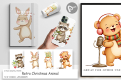 Digital Paper Retro Christmas Animals Product Image 1