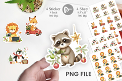 Retro Christmas Animals Sticker Product Image 1