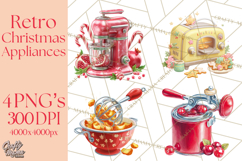 Retro Christmas Appliances Clipart PNG Product Image 1