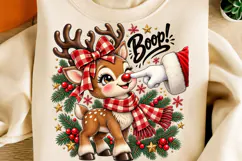 Santa Boop Christmas Reindeer PNG | Cute Vintage Plaid Png Product Image 1