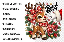Santa Boop Christmas Reindeer PNG | Cute Vintage Plaid Png Product Image 2