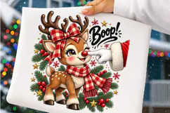 Santa Boop Christmas Reindeer PNG | Cute Vintage Plaid Png Product Image 3